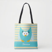 Tote Bag Ajouter Le Nom Chevron Stripe With Owl (Devant)