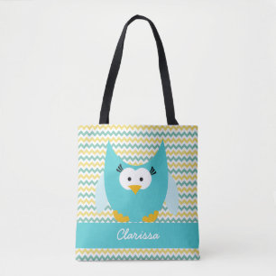 Tote Bag Ajouter Le Nom Chevron Stripe With Owl