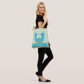 Tote Bag Ajouter Le Nom Chevron Stripe With Owl (Sur le modèle)