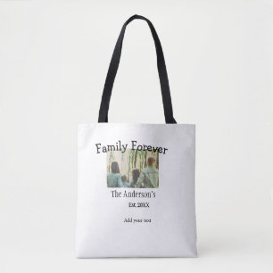 Tote Bag Ajouter le nom de famille photo année rustique vin
