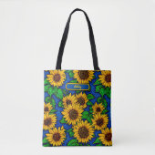 Tote Bag Ajouter le nom Golden Sunflowers & Feuilles sur Da (Devant)