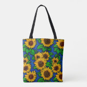 Tote Bag Ajouter le nom Golden Sunflowers & Feuilles sur Da (Dos)
