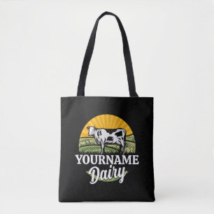 Tote Bag AJOUTER NOM Sunset Ferme laitière Pâturage Holstei