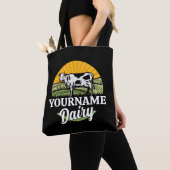 Tote Bag AJOUTER NOM Sunset Ferme laitière Pâturage Holstei (De près)