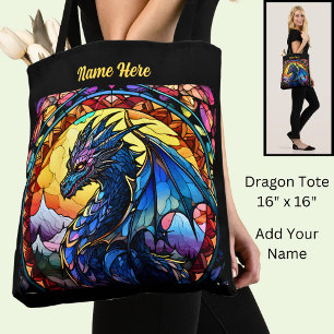 Tote Bag Ajouter un nom ou un texte, Dragon en verre tendu