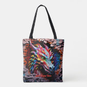 Tote Bag Ajouter un nom Texte, 3D Rainbow Dragon Cracked Wa (Dos)