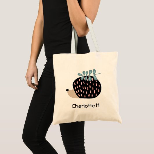 Tote Bag Ajouter votre nom Cute Hedgehog (Devant (produit))