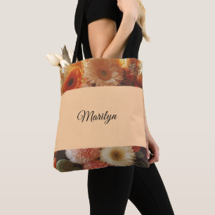 Tote Bag Ajouter votre nom et sentiment Floral