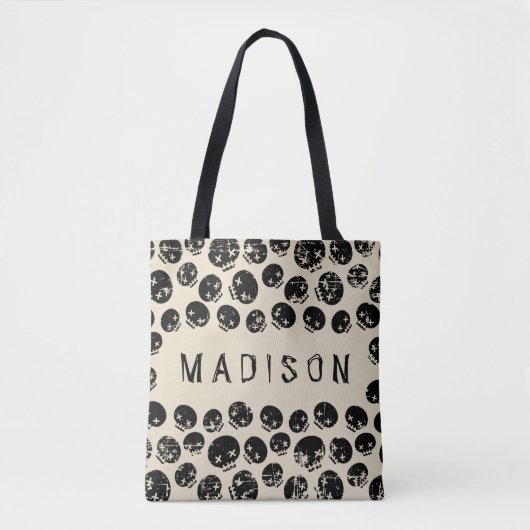 Tote Bag Ajouter votre nom | Squelette Grunge (Devant)