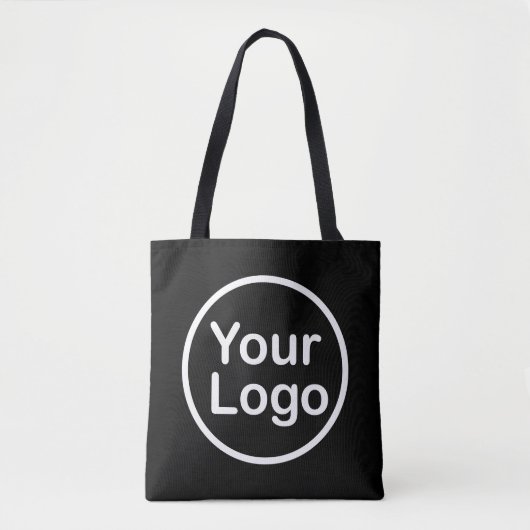 Tote Bag Ajouter votre propre logo | Arrière - plan noir (Devant)
