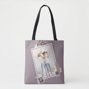 Tote Bag Ajouter Votre Propre Photo Modern Girly Nom Person