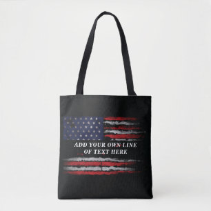 Tote Bag Ajouter votre propre texte sur grunge American fla