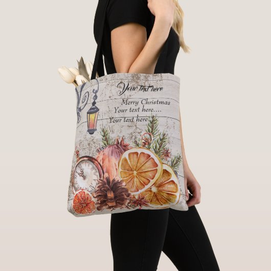 Tote Bag Ajouter votre texte Bois rustique moderne Pine con (De près)