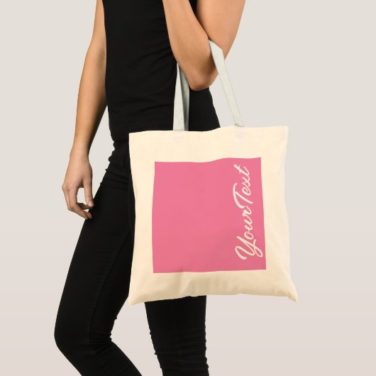 Tote Bag Ajouter Votre Texte Modèle Rose Script Élégant Mod (Devant (produit))