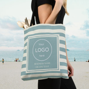 Tote Bag Ajoutez votre logo ici entreprise rayée fourre-tou