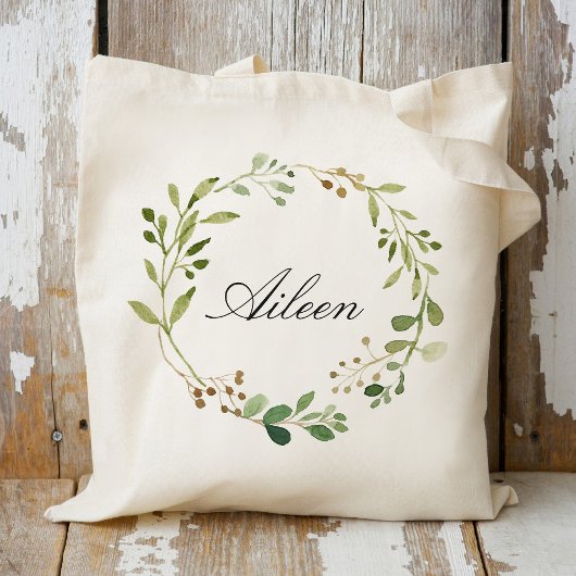 Tote Bag Ajoutez votre nom Couronne de verdure