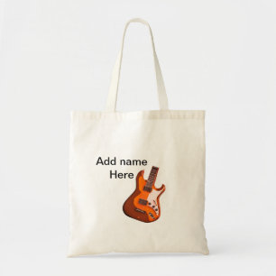 Tote Bag Ajoutez votre nom texte marron guitare acoustique