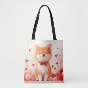 Tote Bag Akita avec des Roses - Saint-Valentin