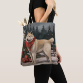 Tote Bag Akita Chien dans Noël de neige (De près)
