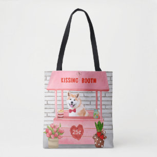 Tote Bag Akita Chien Valentine's Day Kissing Booth