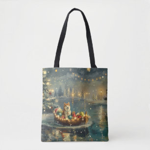 Tote Bag Akita Christmas Festive Voyage