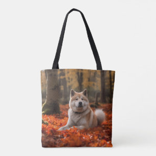 Tote Bag Akita en automne Feuilles automne s'inspire