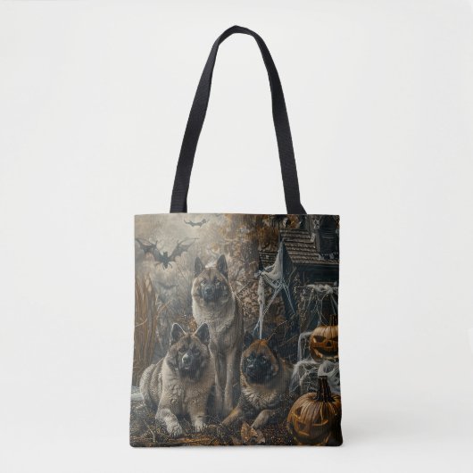 Tote Bag Akita Halloween Chien de nuit plaisir (Devant)
