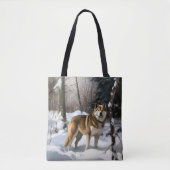 Tote Bag Akita Laisser Neige Noël (Devant)