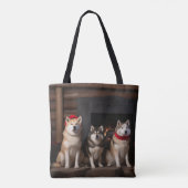 Tote Bag Akita par le Noël de la cheminée (Dos)