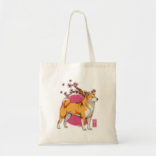 Tote Bag akita shiba inu chien japonais cerisier fleur saku
