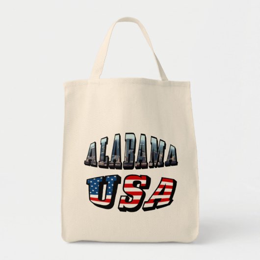 Tote Bag Alabama Photo et USA Flag Font (Devant)
