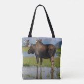 Tote Bag Alaska Bull Moose Antlers Conception photo Pittore (Dos)