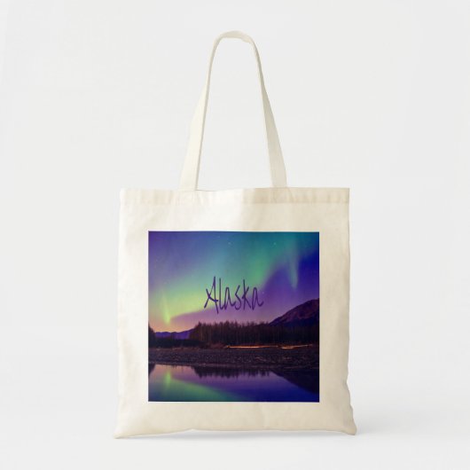 Tote Bag Alaska Northern Lights Mountains Lake (Devant)