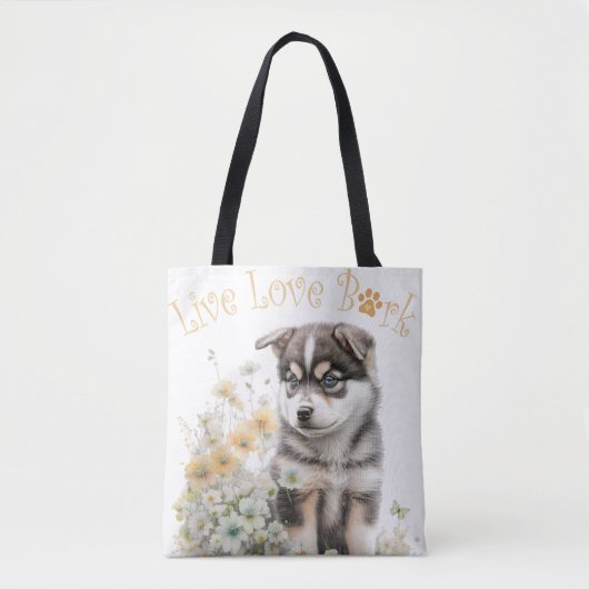 Tote Bag Alaskan Malamute Chien Maman Floral (Devant)