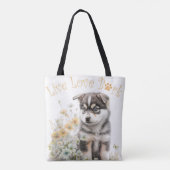 Tote Bag Alaskan Malamute Chien Maman Floral (Dos)