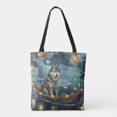 Tote Bag Alaskan Malamute Noël Festive Voyage (Dos)