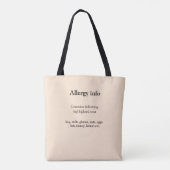 Tote Bag Alerte d'allergie alimentaire ajouter le nom du te (Dos)