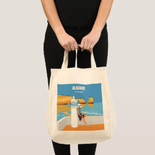 Tote Bag Algarve plage fille voyage vintage style