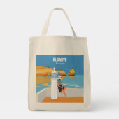 Tote Bag Algarve plage fille voyage vintage style (Dos)