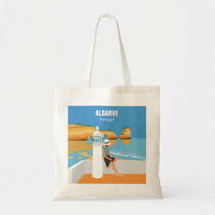 Tote Bag Algarve plage fille voyage vintage style