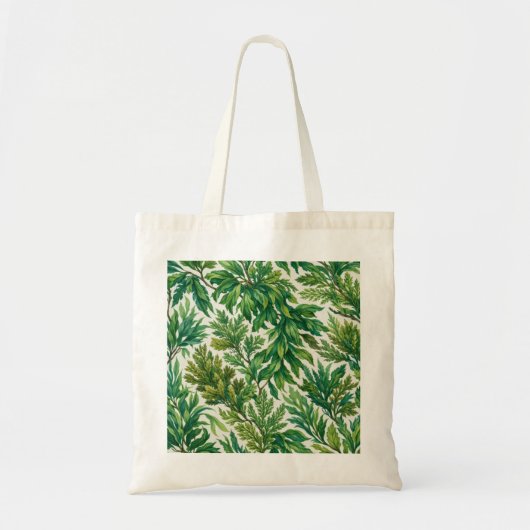 Tote Bag Algues vertes et feuillage botanique côtier (Devant)