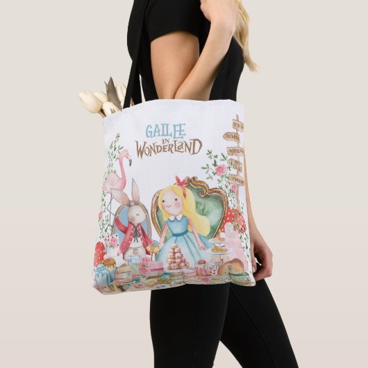 Tote Bag Alice Aventures dans Woderland Anniversaire Tea Pa (De près)