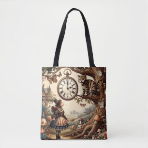 Tote Bag Alice & Chat du Cheshire : Fantaisie Merveilleuse