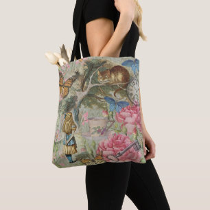 Tote Bag Alice Cheshire Chat Wonderland Tree Garden