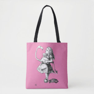 Tote Bag Alice et le Flamant (fond rose)