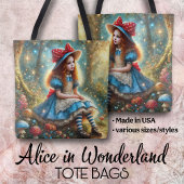 Tote Bag Alice In Mushroom Fantasy Forest