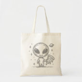 Tote Bag Alien aime la pizza (Devant)