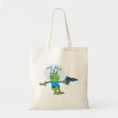 Tote Bag Alien drôle avec Ray Gun Sci-Fi Space Invader (Devant)