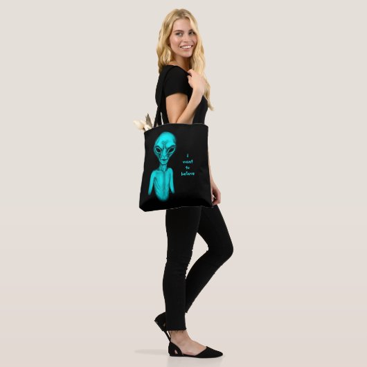 Tote Bag Alien, je veux croire (Sur le modèle)