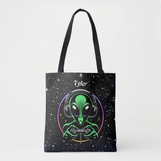 Tote Bag Alien Lecture de jeux vidéo | Stellar Game Smasher (Devant)